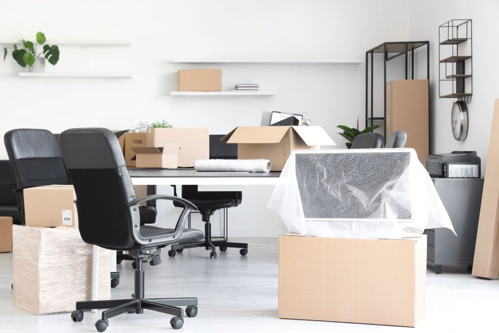 office space packed and ready to move
